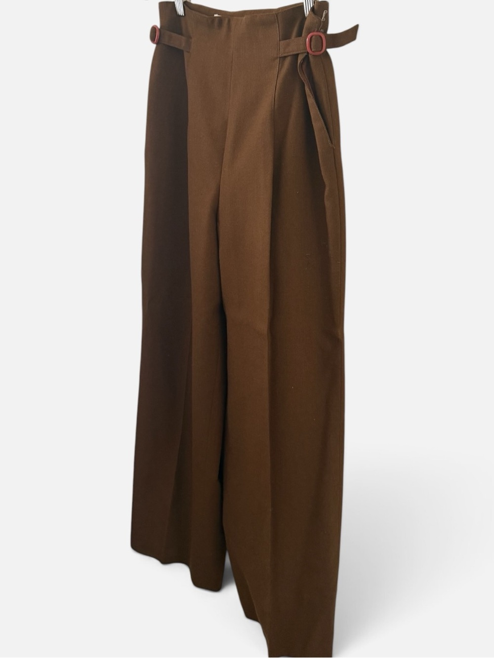 Dior Brown Wide-Leg Trousers with Side Buckle Detail - Picture 4 of 9
